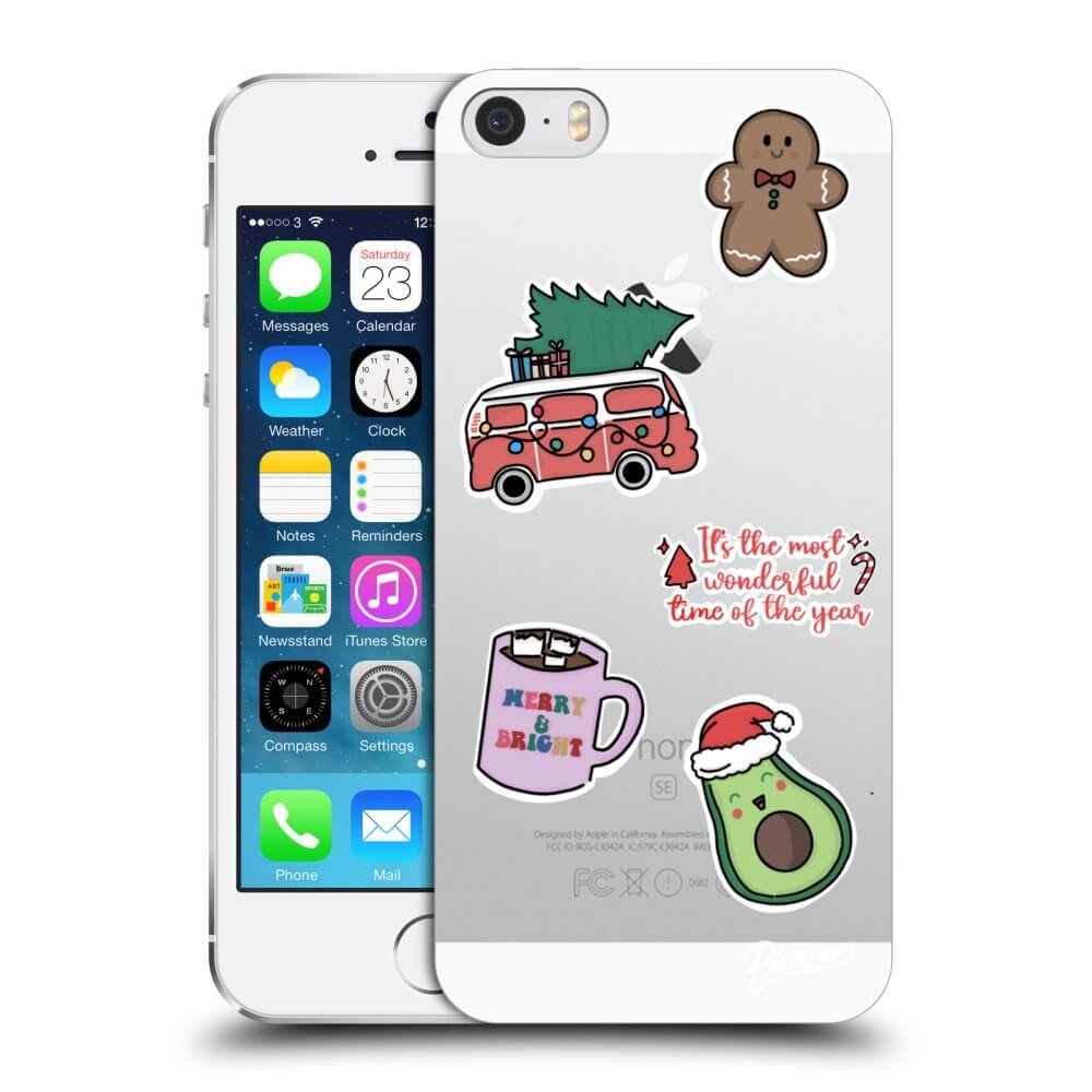 Apple iPhone 5/5S/SE Hülle - Transparentes Silikon - Christmas Stickers