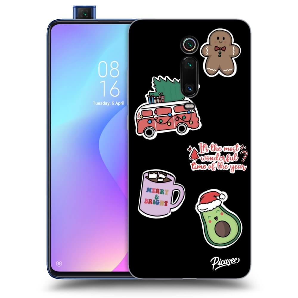 Xiaomi Mi 9T (Pro) Hülle - Schwarzes Silikon - Christmas Stickers