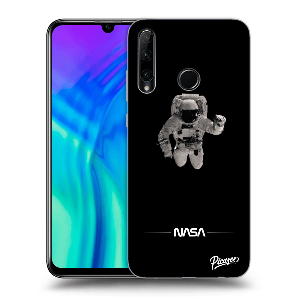 Honor 20 Lite Hülle - Schwarzes Silikon - Astronaut Minimal