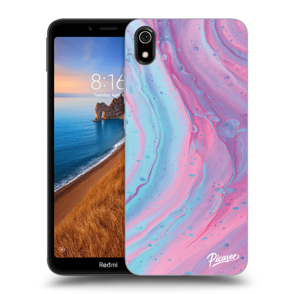 Xiaomi Redmi 7A Hülle - Schwarzes Silikon - Pink Liquid
