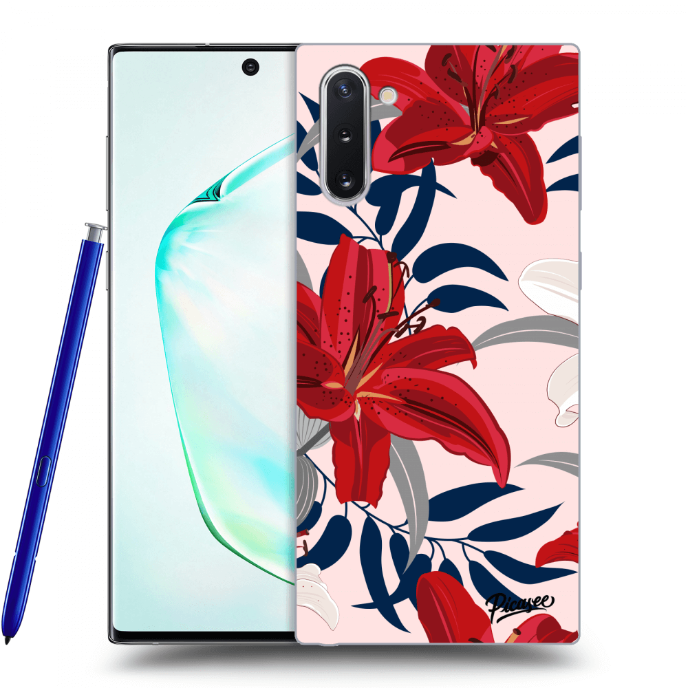 Samsung Galaxy Note 10 N970F Hülle - Transparentes Silikon - Red Lily
