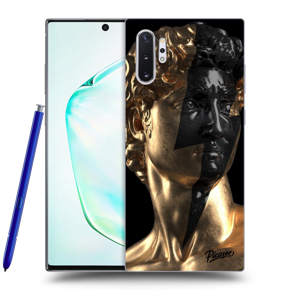 Samsung Galaxy Note 10+ N975F Hülle - Schwarzes Silikon - Wildfire - Gold