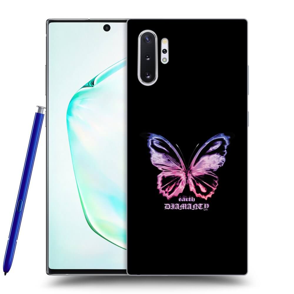 Samsung Galaxy Note 10+ N975F Hülle - Schwarzes Silikon - Diamanty Purple