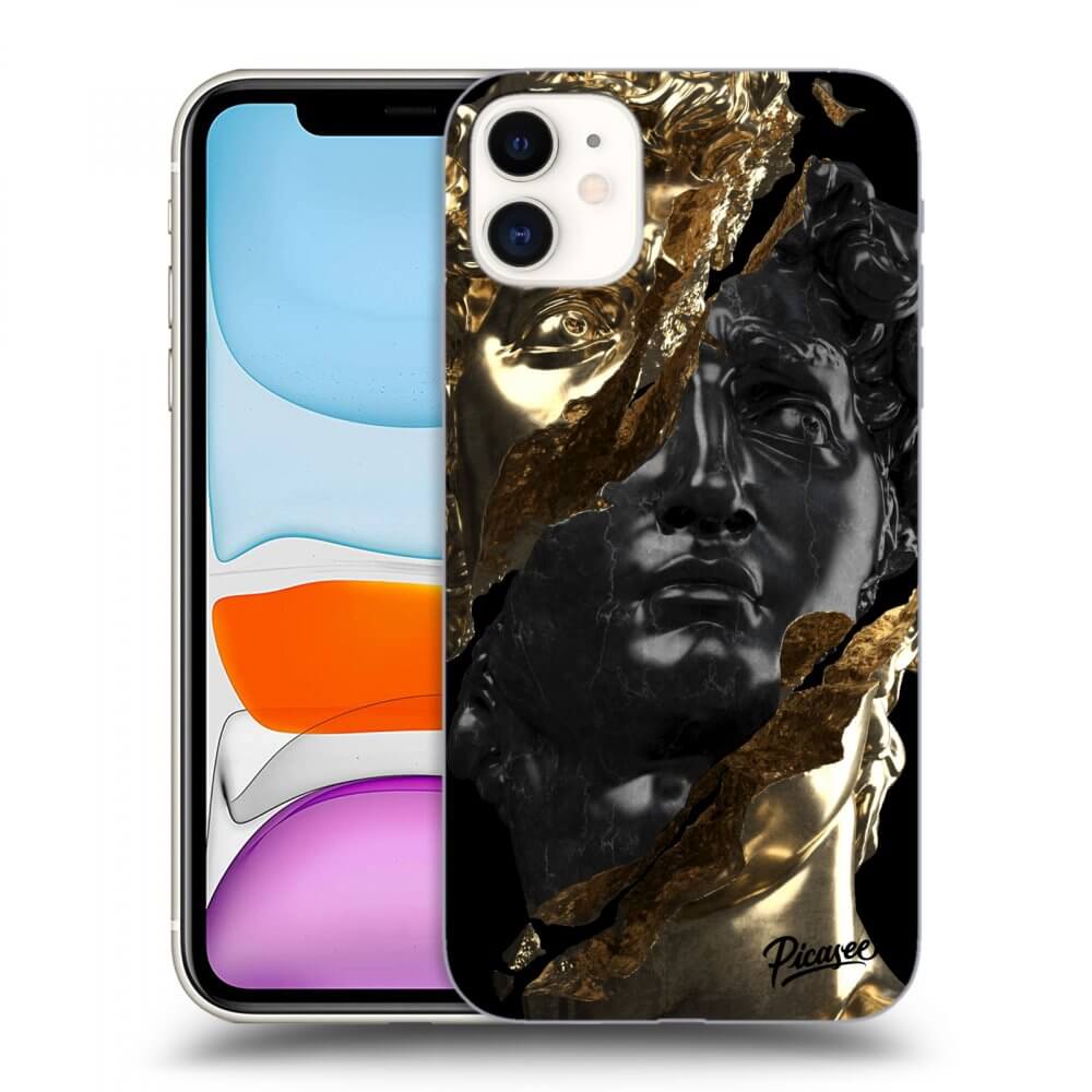 Apple iPhone 11 Hülle - Schwarzes Silikon - Gold - Black