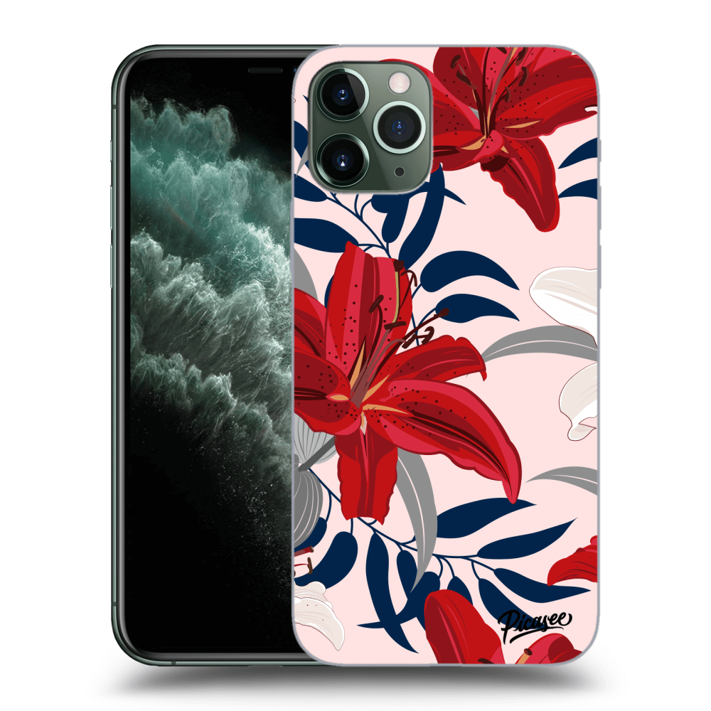 Apple IPhone 11 Pro Max Hülle - Transparentes Silikon - Red Lily