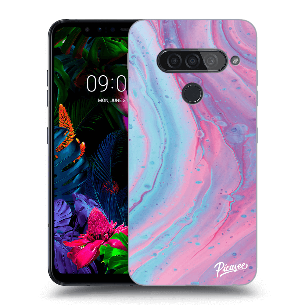 LG G8s ThinQ Hülle - Transparentes Silikon - Pink Liquid