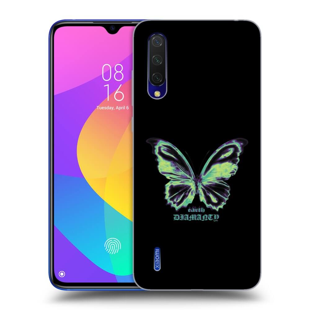 Xiaomi Mi 9 Lite Hülle - Schwarzes Silikon - Diamanty Blue