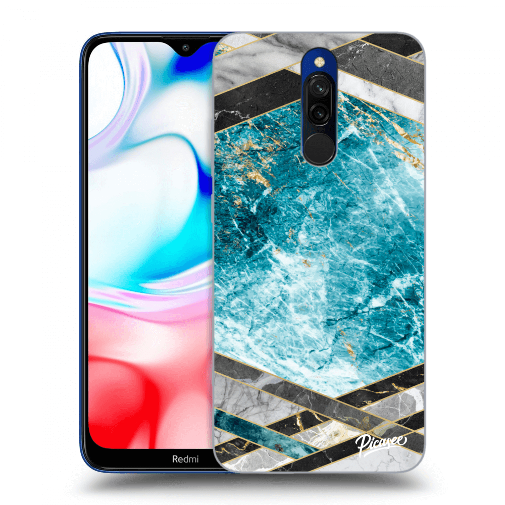 Xiaomi Redmi 8 Hülle - Transparentes Silikon - Blue Geometry