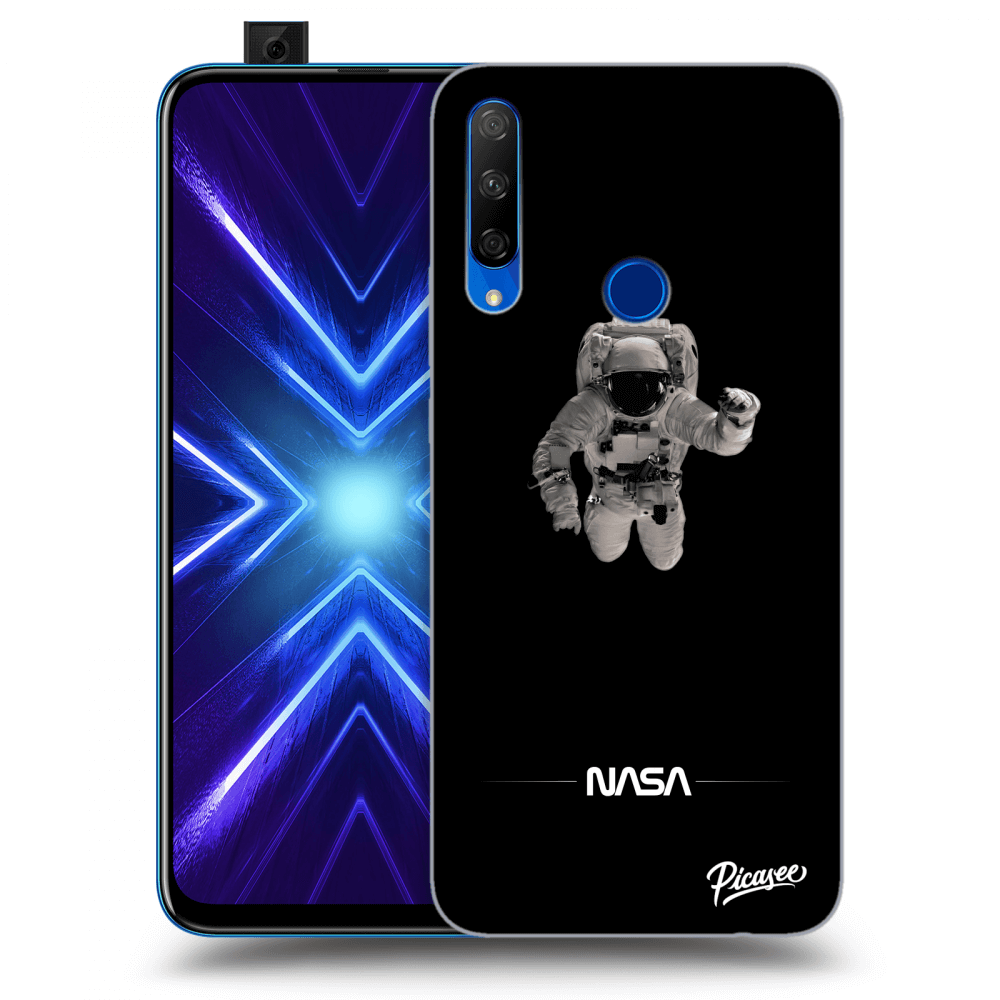 Honor 9X Hülle - Schwarzes Silikon - Astronaut Minimal