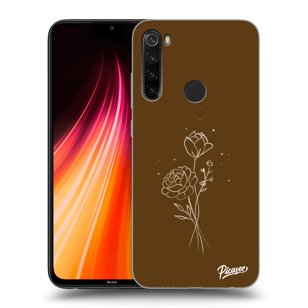 Xiaomi Redmi Note 8T Hülle - Schwarzes Silikon - Brown Flowers