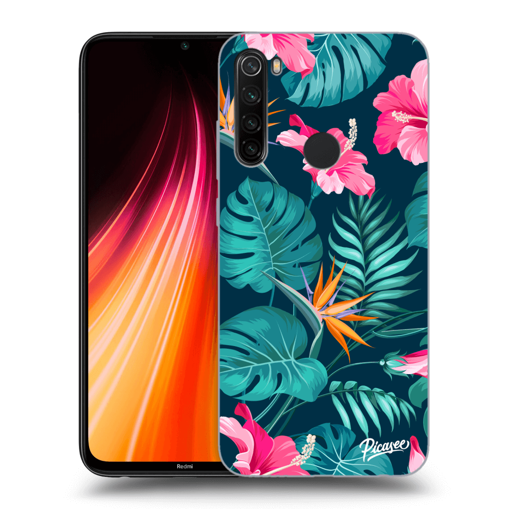 Xiaomi Redmi Note 8T Hülle - Transparentes Silikon - Pink Monstera