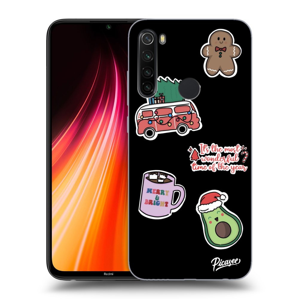 Xiaomi Redmi Note 8T Hülle - Schwarzes Silikon - Christmas Stickers