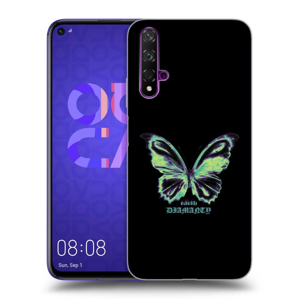 Huawei Nova 5T Hülle - Transparentes Silikon - Diamanty Blue