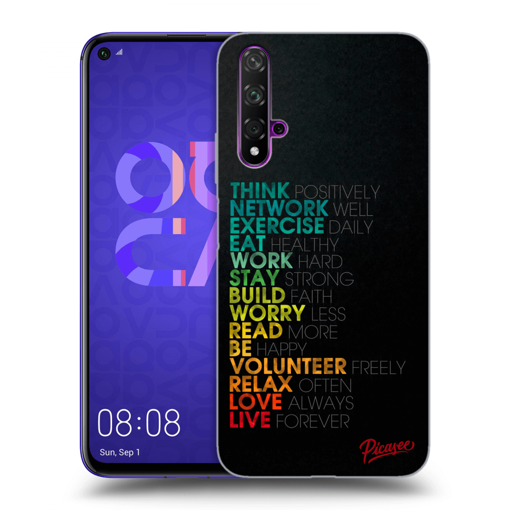 Huawei Nova 5T Hülle - Schwarzes Silikon - Motto Life