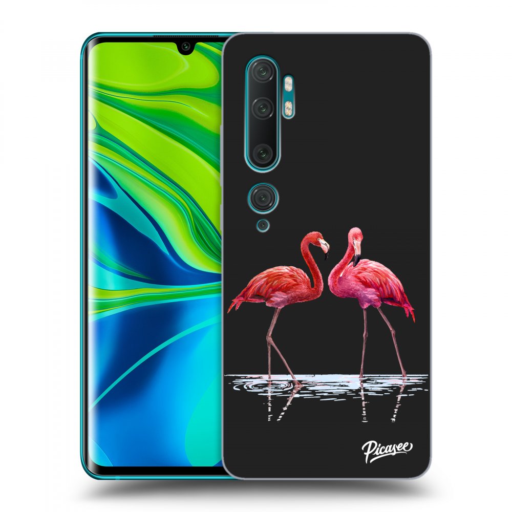 Xiaomi Mi Note 10 (Pro) Hülle - Schwarzes Silikon - Flamingos Zu Zweit