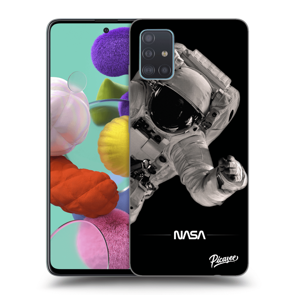 Samsung Galaxy A51 A515F Hülle - Schwarzes Silikon - Astronaut Big