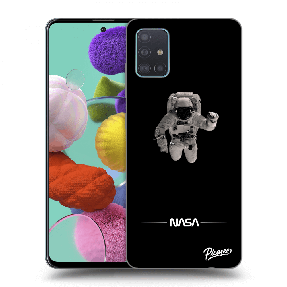 Samsung Galaxy A51 A515F Hülle - Schwarzes Silikon - Astronaut Minimal