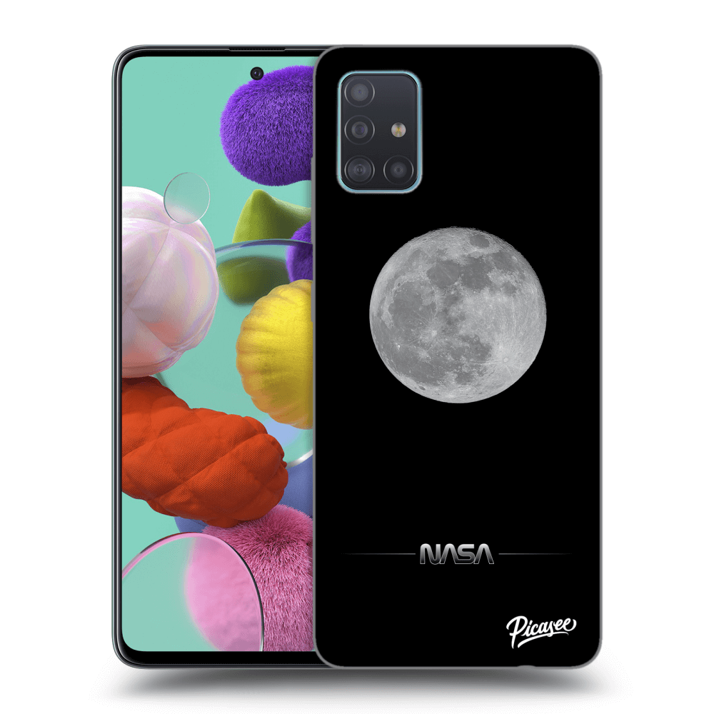 Samsung Galaxy A51 A515F Hülle - Schwarzes Silikon - Moon Minimal