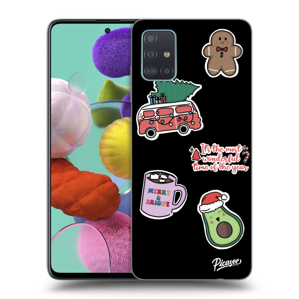 Samsung Galaxy A51 A515F Hülle - Schwarzes Silikon - Christmas Stickers