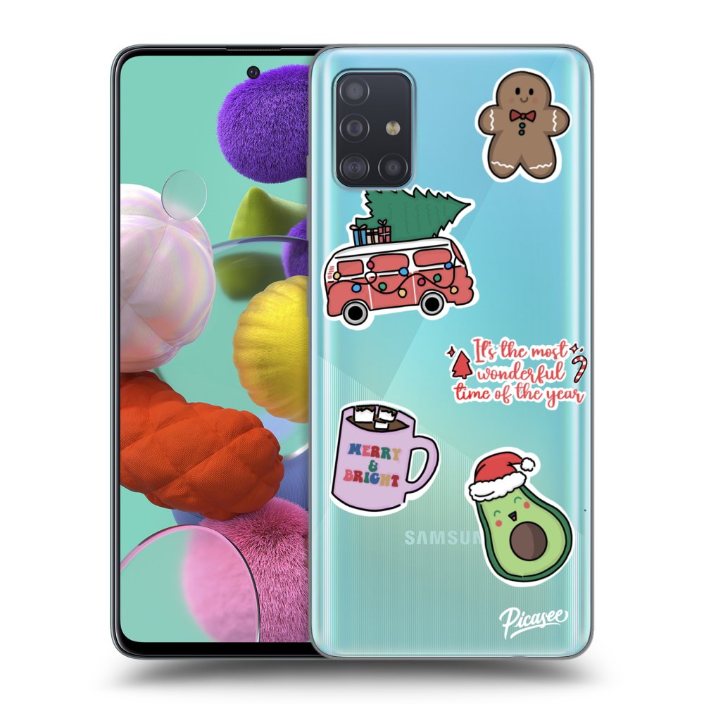 Samsung Galaxy A51 A515F Hülle - Transparentes Silikon - Christmas Stickers