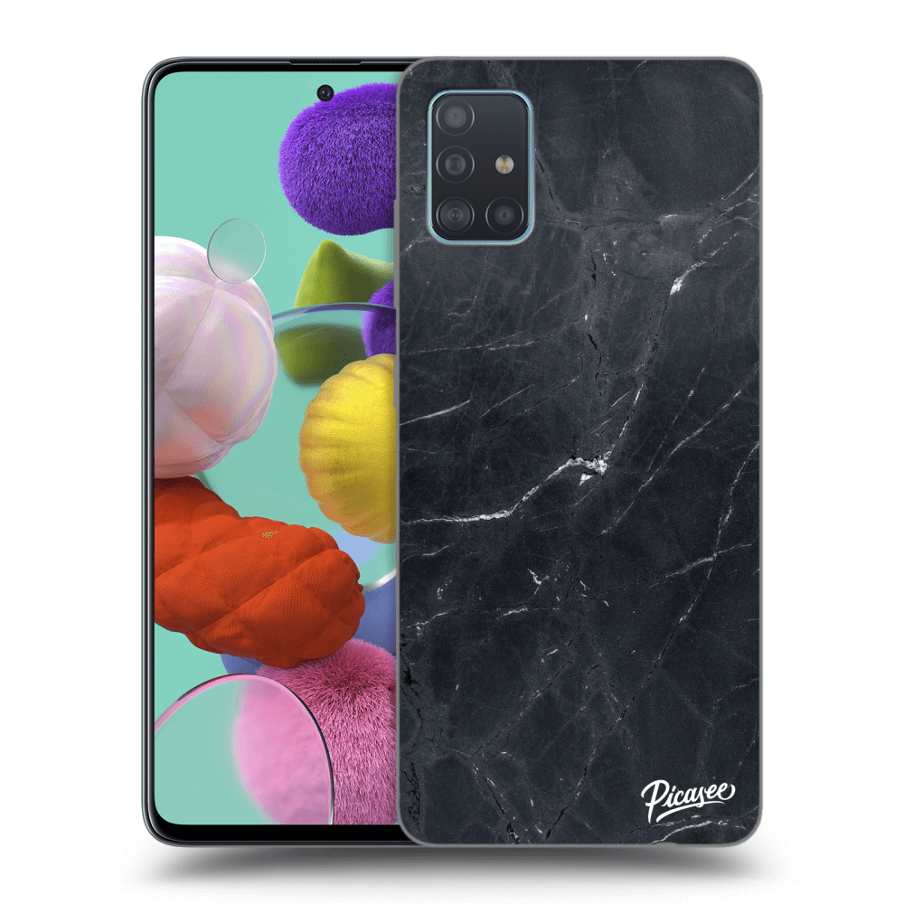 Samsung Galaxy A51 A515F Hülle - Schwarzes Silikon - Black Marble