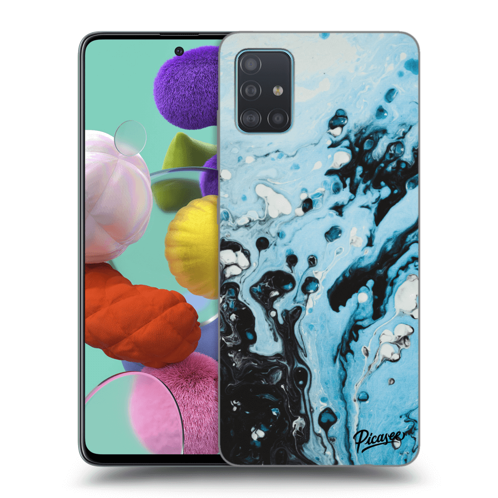 Samsung Galaxy A51 A515F Hülle - Schwarzes Silikon - Organic Blue