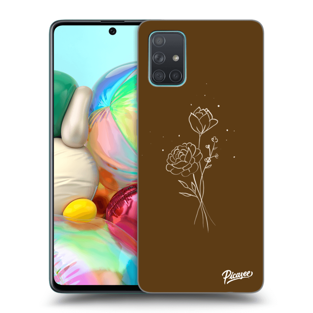 Samsung Galaxy A71 A715F Hülle - Transparentes Silikon - Brown Flowers