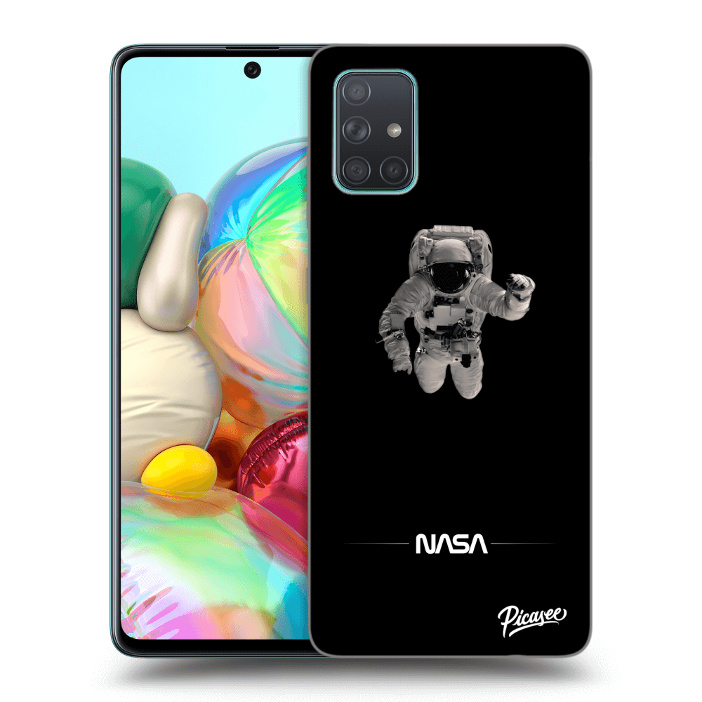 Samsung Galaxy A71 A715F Hülle - Schwarzes Silikon - Astronaut Minimal