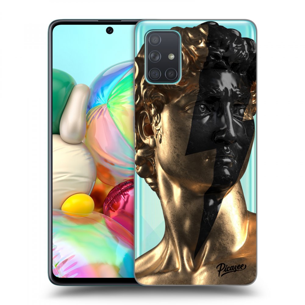 Samsung Galaxy A71 A715F Hülle - Transparentes Silikon - Wildfire - Gold