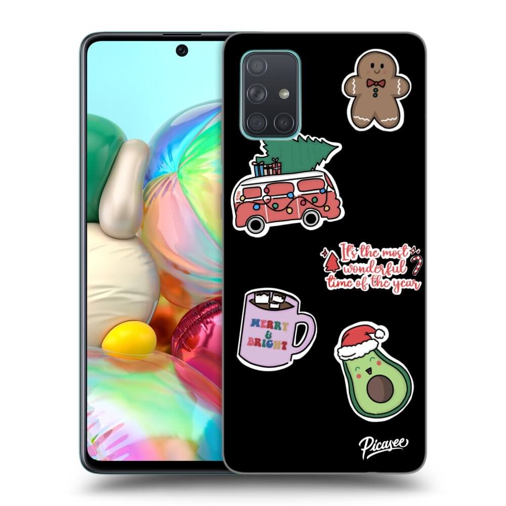 Samsung Galaxy A71 A715F Hülle - Schwarzes Silikon - Christmas Stickers