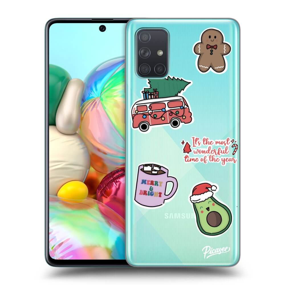 Samsung Galaxy A71 A715F Hülle - Transparentes Silikon - Christmas Stickers