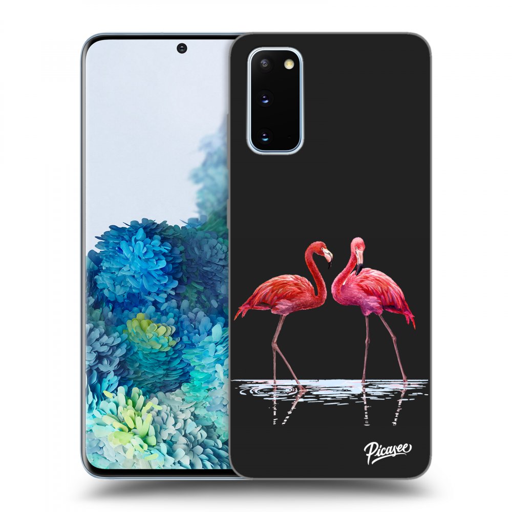 Samsung Galaxy S20 G980F Hülle - Schwarzes Silikon - Flamingos Zu Zweit