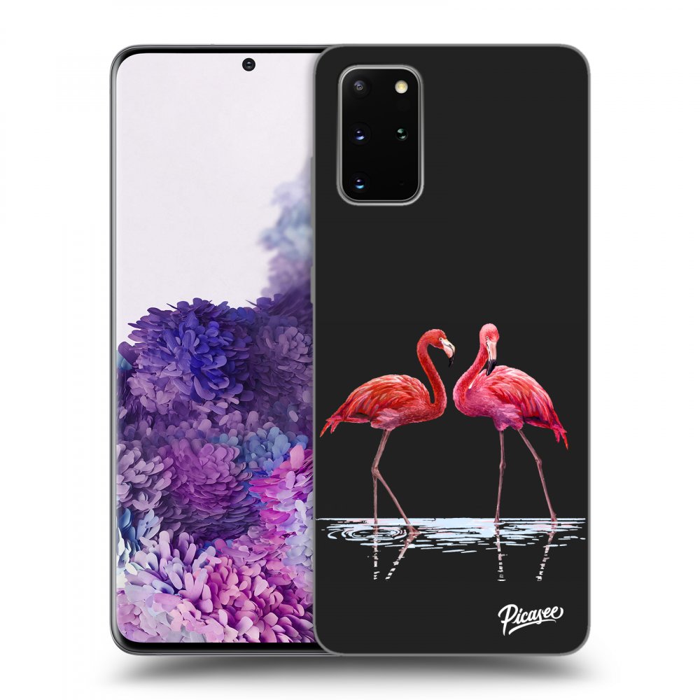 Samsung Galaxy S20+ G985F Hülle - Schwarzes Silikon - Flamingos Zu Zweit