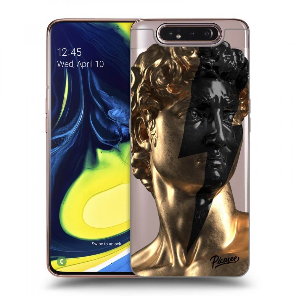 Samsung Galaxy A80 A805F Hülle - Transparentes Silikon - Wildfire - Gold