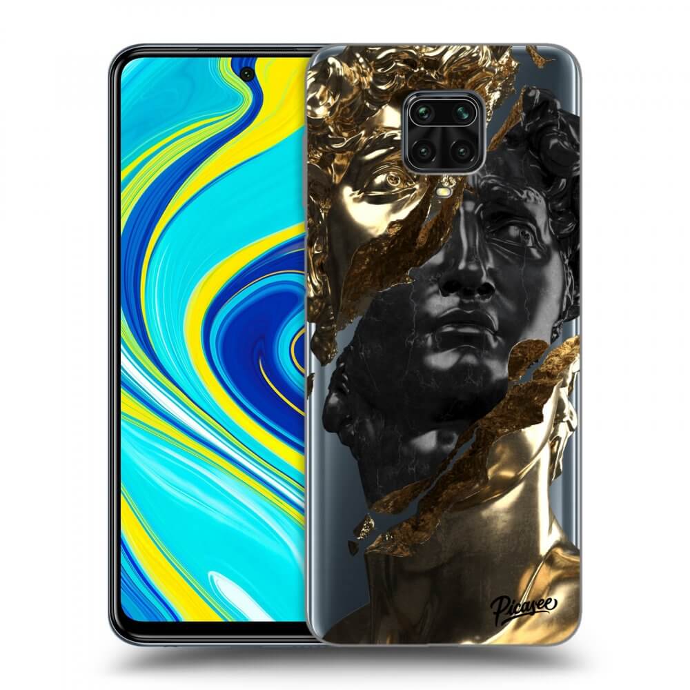 Xiaomi Redmi Note 9 Pro Hülle - Transparentes Silikon - Gold - Black