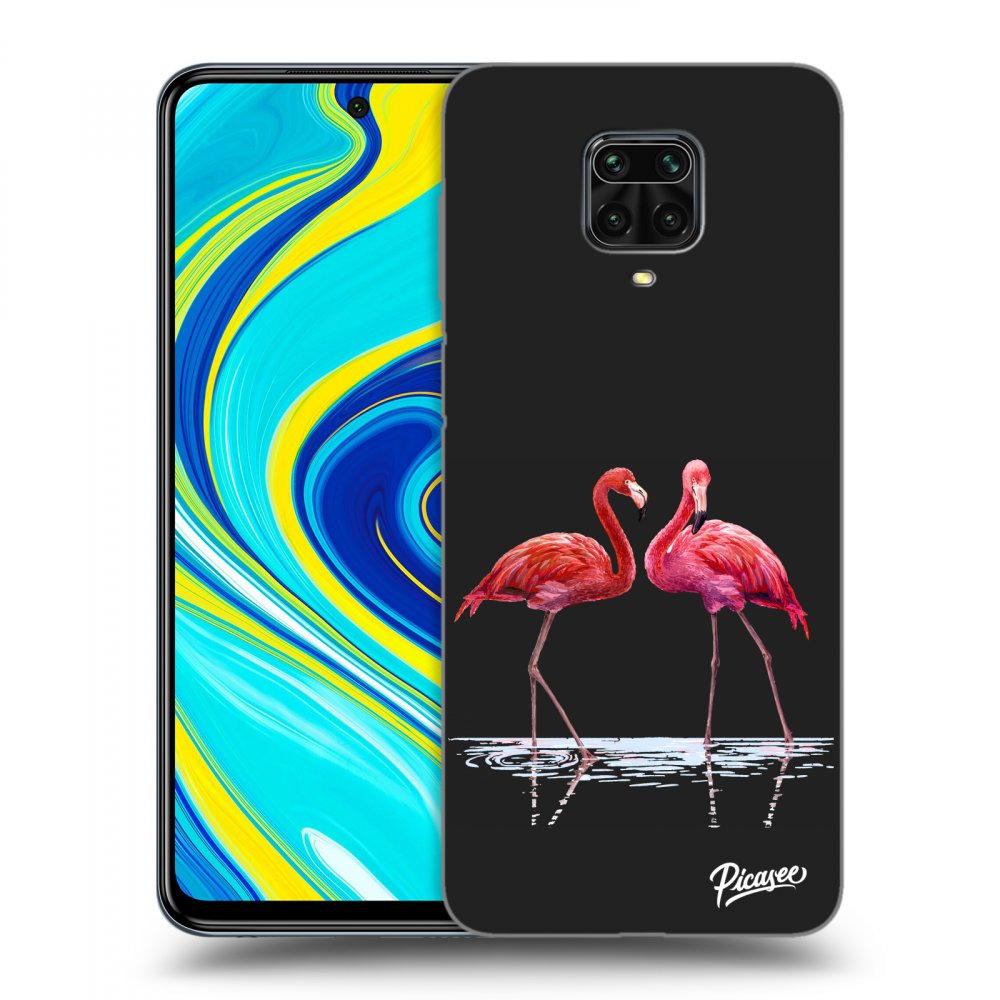 Xiaomi Redmi Note 9 Pro Hülle - Schwarzes Silikon - Flamingos Zu Zweit