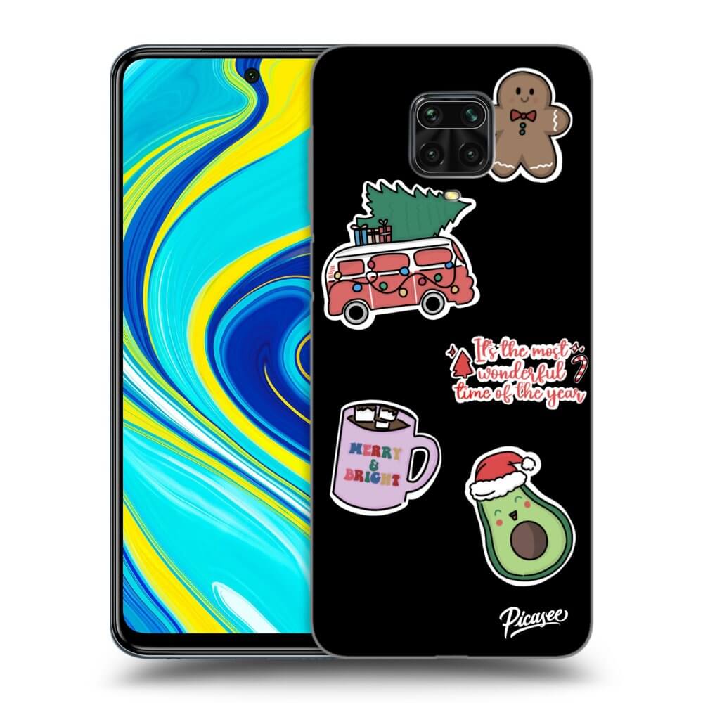 Xiaomi Redmi Note 9 Pro Hülle - Schwarzes Silikon - Christmas Stickers