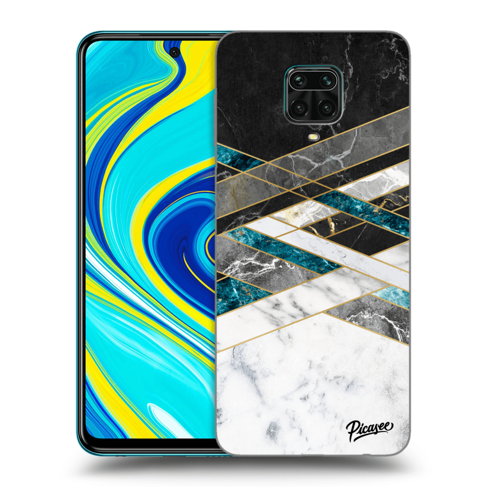 Xiaomi Redmi Note 9S Hülle - Transparentes Silikon - Black & White Geometry