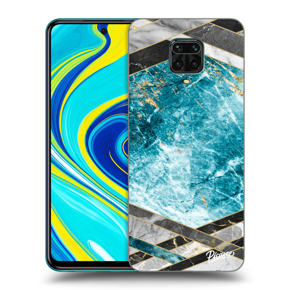 Xiaomi Redmi Note 9S Hülle - Schwarzes Silikon - Blue Geometry