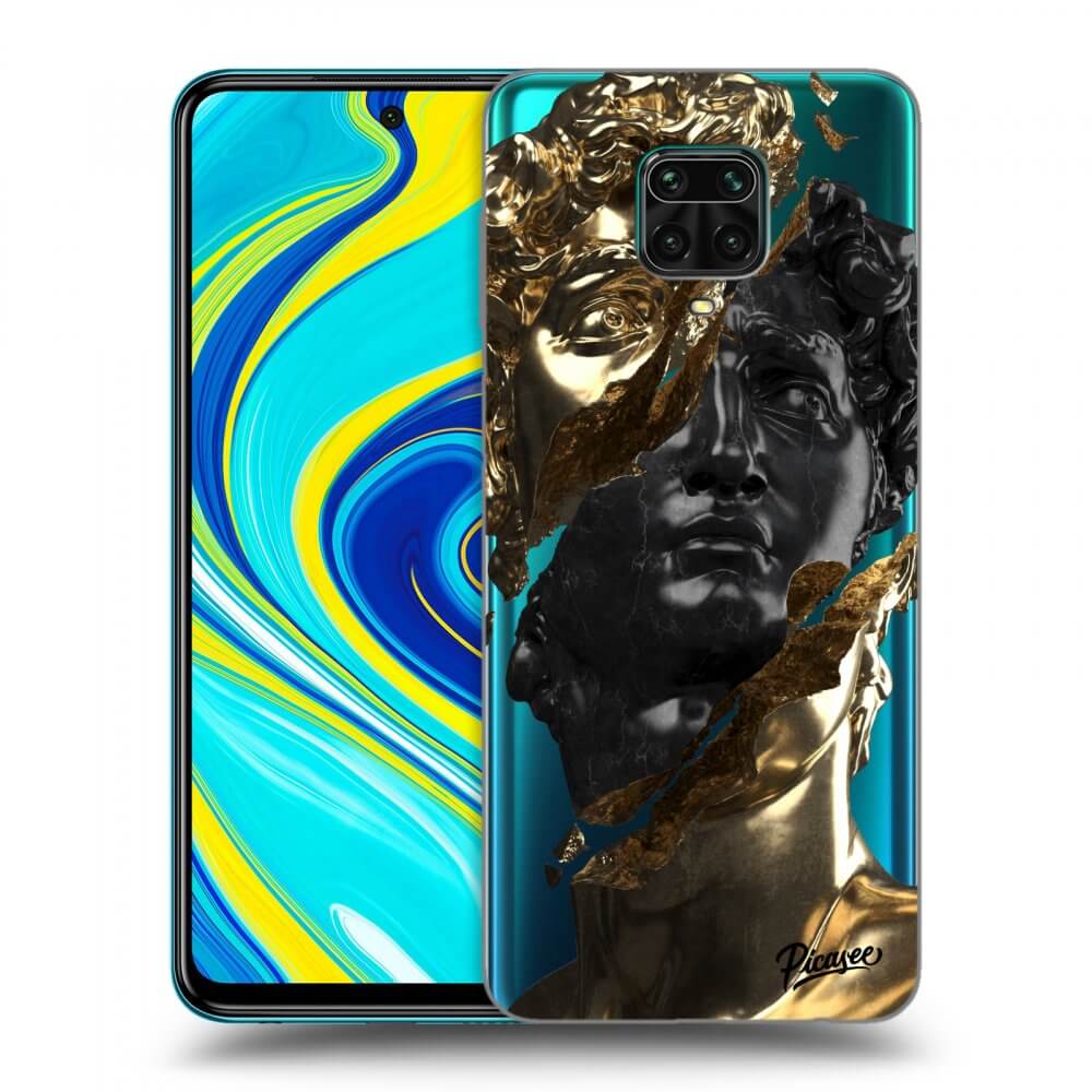 Xiaomi Redmi Note 9S Hülle - Transparentes Silikon - Gold - Black