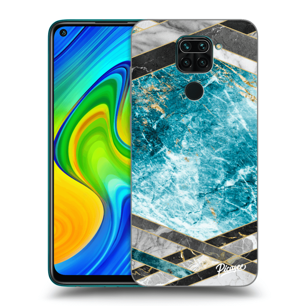 Xiaomi Redmi Note 9 Hülle - Transparentes Silikon - Blue Geometry