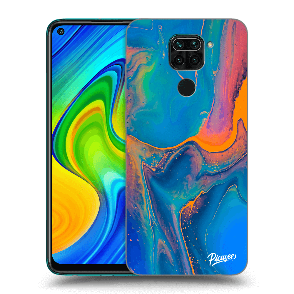 Xiaomi Redmi Note 9 Hülle - Schwarzes Silikon - Rainbow