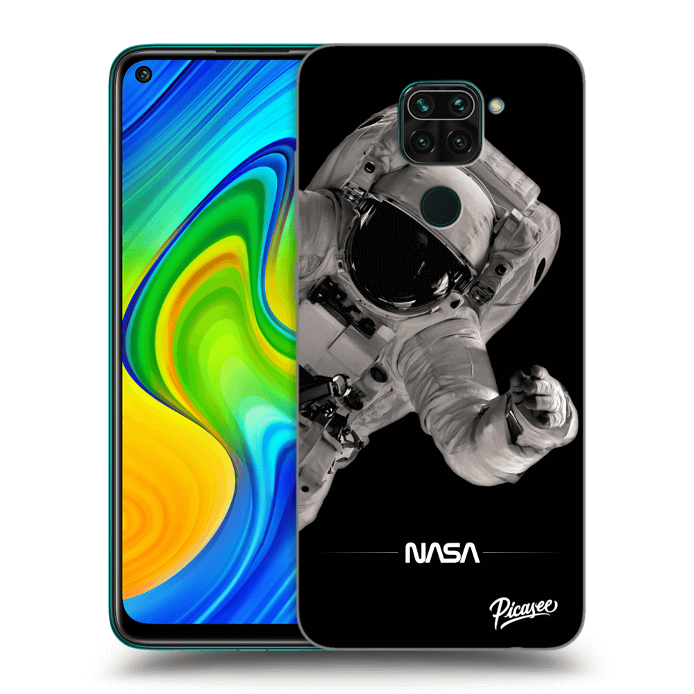 Xiaomi Redmi Note 9 Hülle - Schwarzes Silikon - Astronaut Big