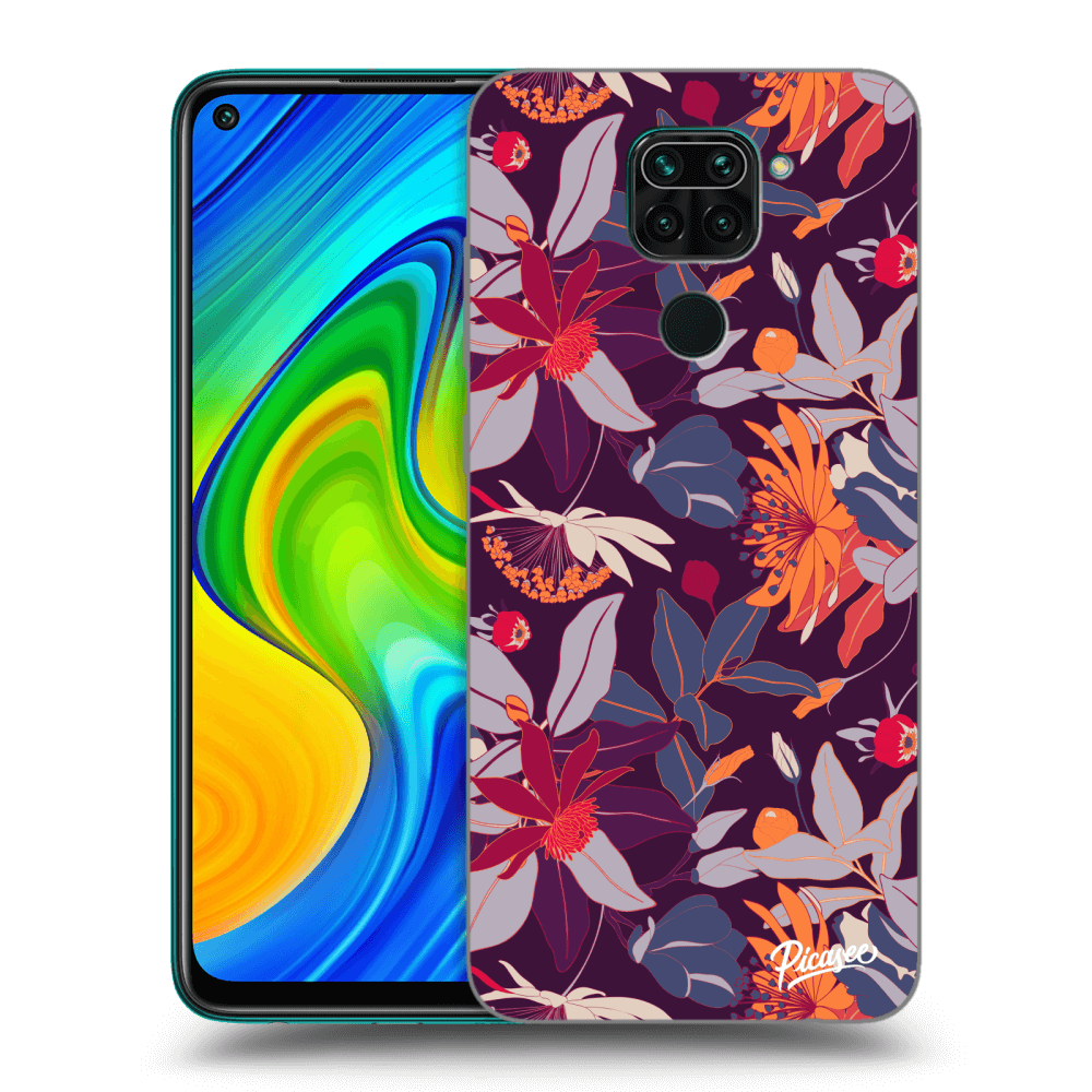 Xiaomi Redmi Note 9 Hülle - Schwarzes Silikon - Purple Leaf