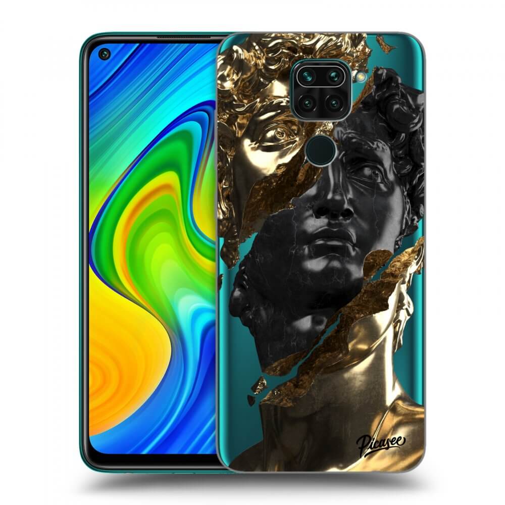 Xiaomi Redmi Note 9 Hülle - Transparentes Silikon - Gold - Black