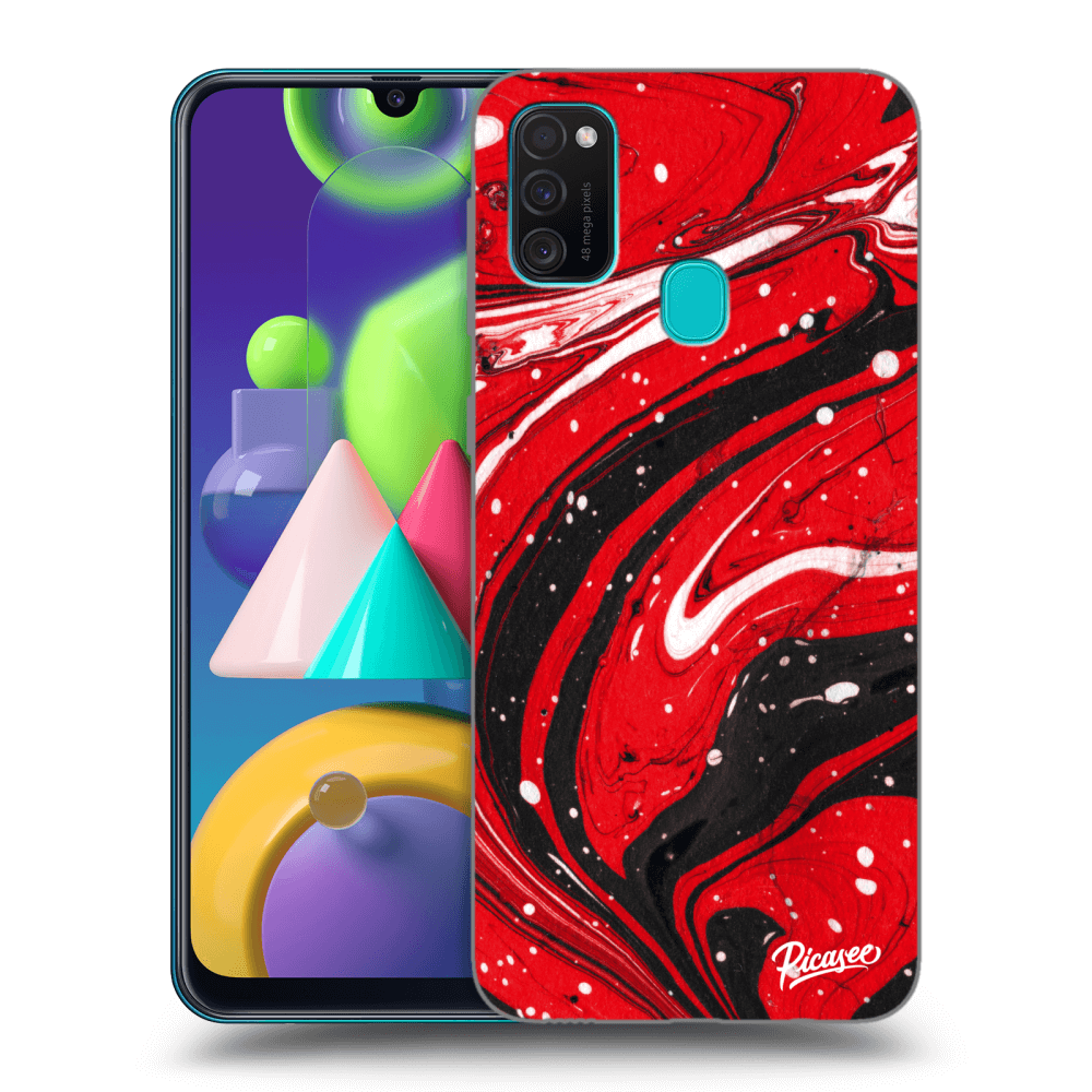 Samsung Galaxy M21 M215F Hülle - Schwarzes Silikon - Red Black