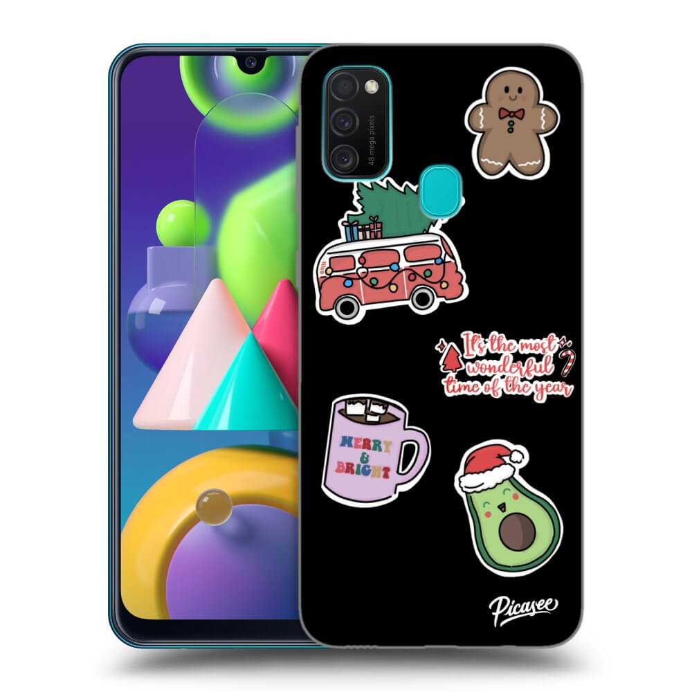 Samsung Galaxy M21 M215F Hülle - Schwarzes Silikon - Christmas Stickers