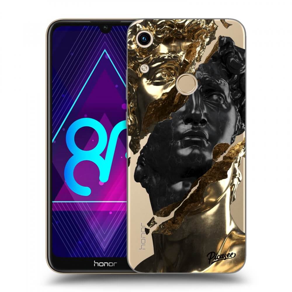 Honor 8A Hülle - Transparentes Silikon - Gold - Black