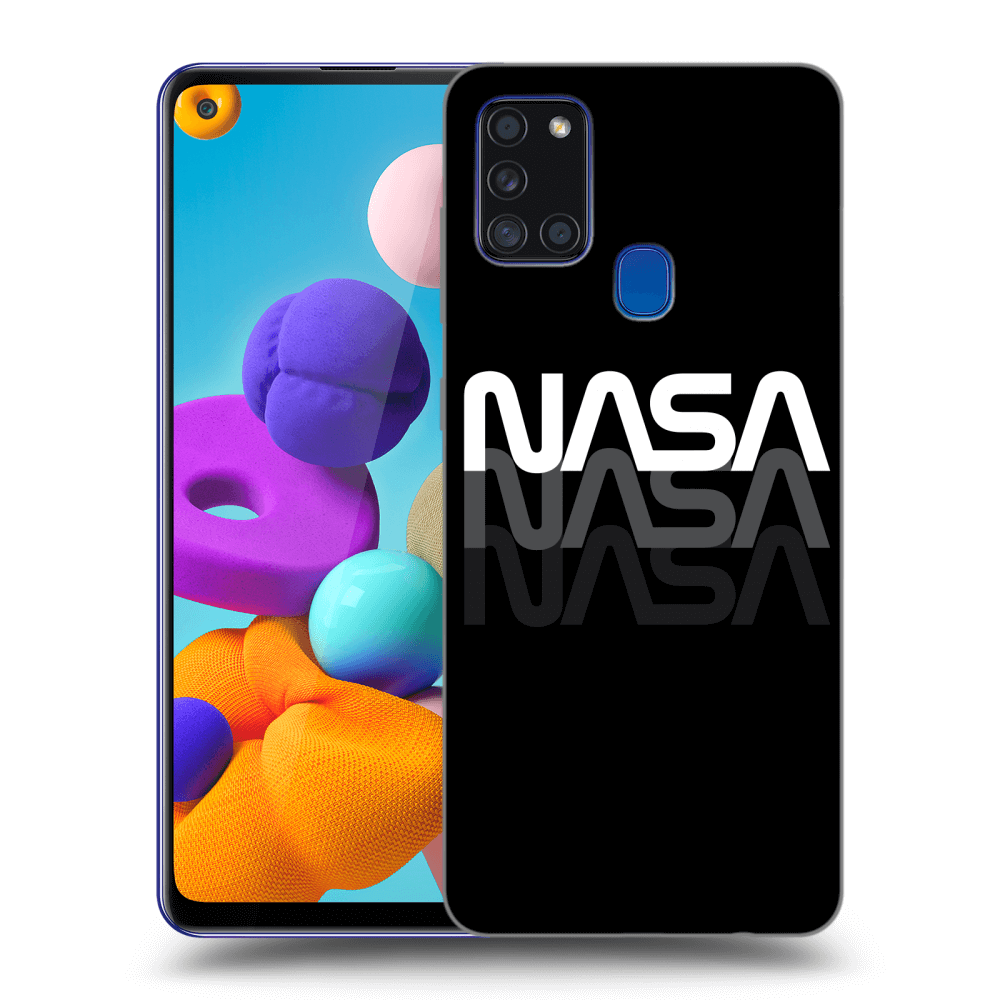 Samsung Galaxy A21s Hülle - Schwarzes Silikon - NASA Triple