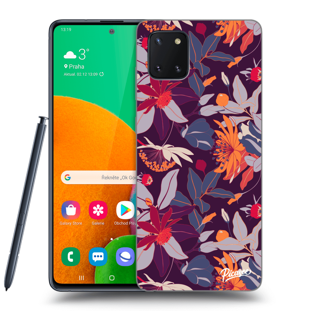 Samsung Galaxy Note 10 Lite N770F Hülle - Schwarzes Silikon - Purple Leaf